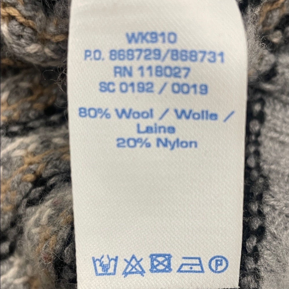 Boden Gray/BlackWhite/Tan Striped Sweater Wool Crew Neck Rib Cuffs & Hem Sz 2 - Picture 8 of 13